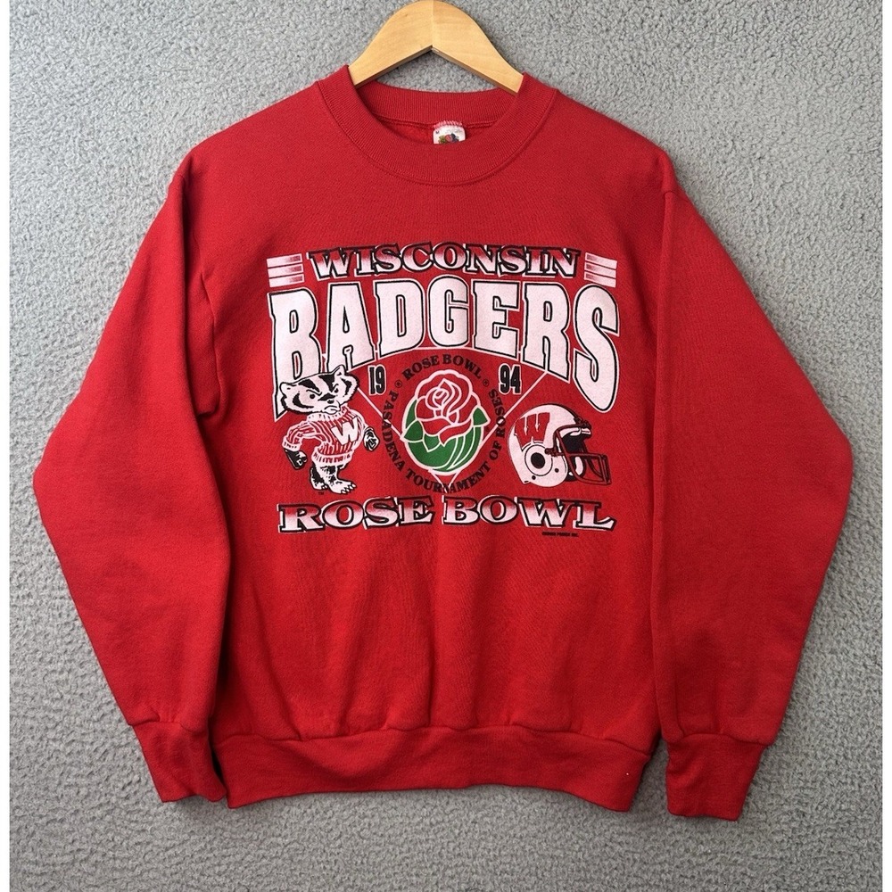 Vintage Wisconsin Badgers 1994 Rose Bowl Sweatshirt Adult Medium Red Made In USA